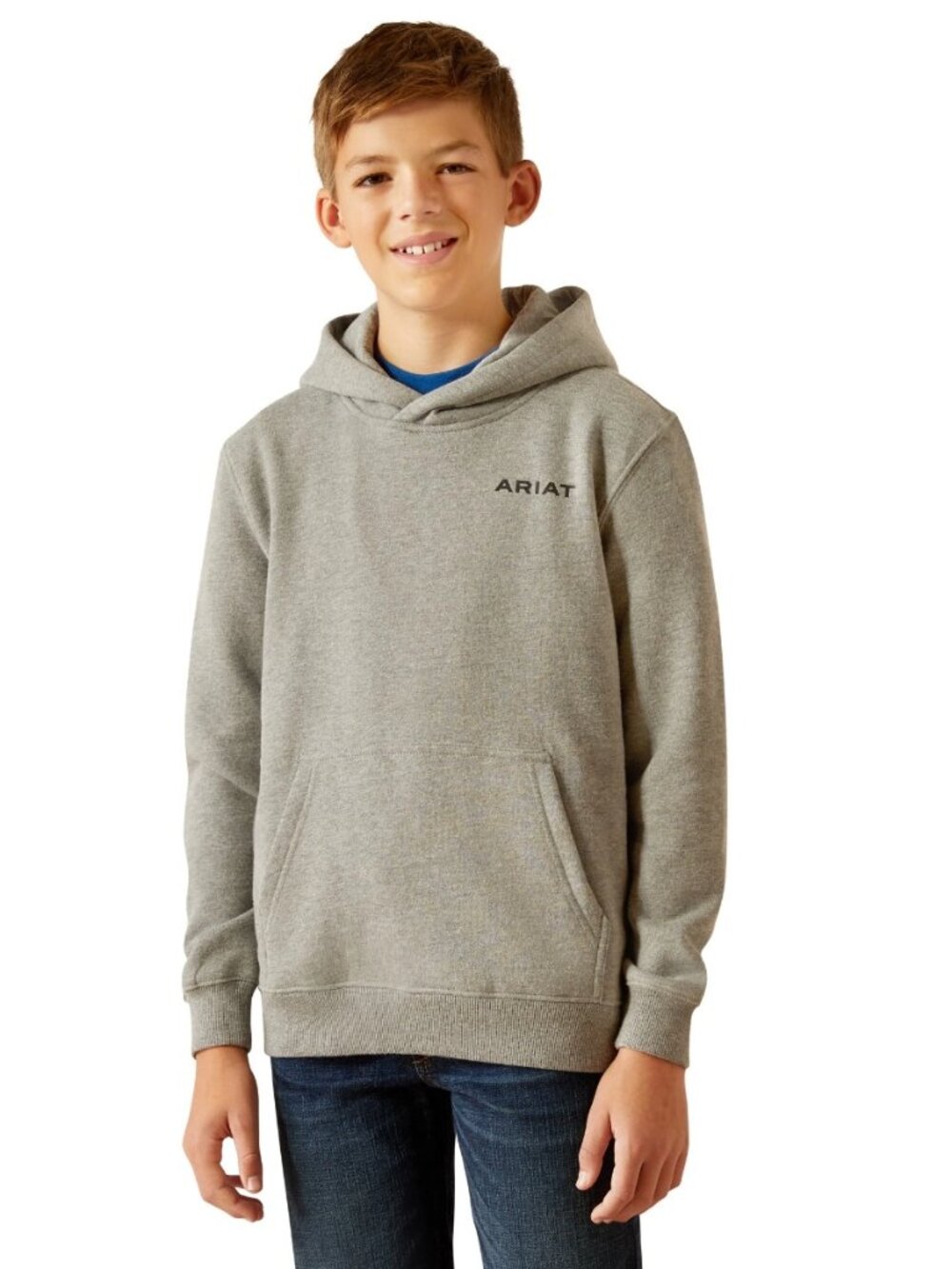 ARIAT Boys Bold Hex Hoodie, Grey Heather, Medium | NWT